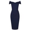 Pretty Kitty Fashion Navy Cap Sleeve Crossover Top Bardot Wiggle Dress | Bardot Dresses