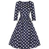 Pretty Kitty Fashion And Cream Polka Dot Vintage 50S 3/4 Sleeve Swing Tea Dress | Rockabilly Dresses