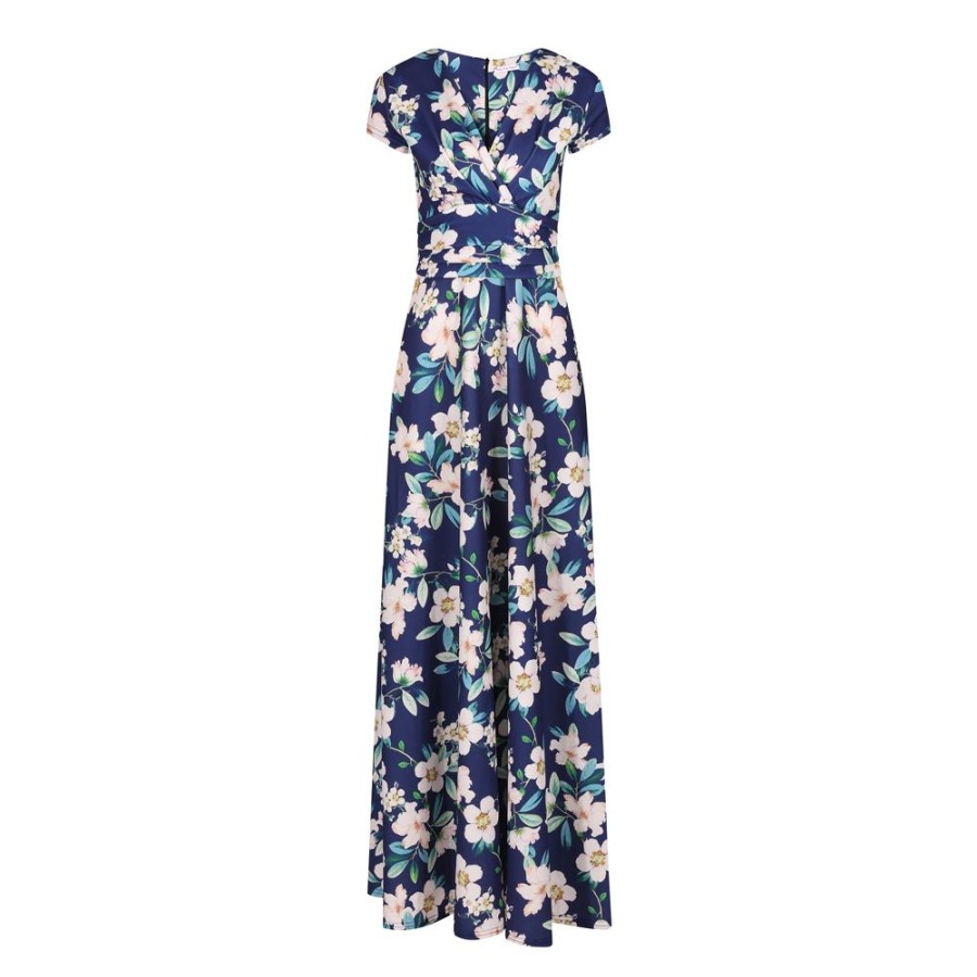 Pretty Kitty Fashion Floral Print Cap Sleeve Wrapover Maxi Dress | Maxi Dresses