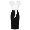 Pretty Kitty Fashion White And Black Polka Dot Print Tie Front Bodycon Midi Dress | Wiggle Dresses