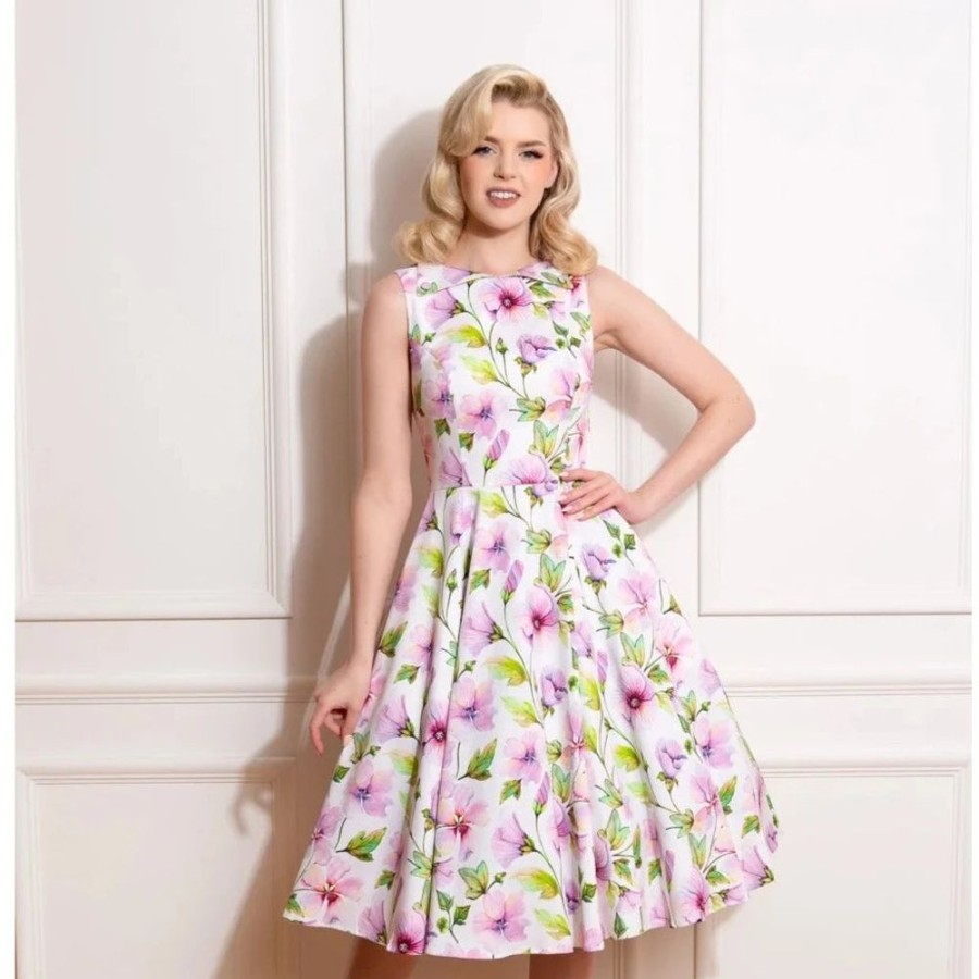 Pretty Kitty Fashion Spring Floral Print Audrey Style 50S Swing Dress | Rockabilly Dresses