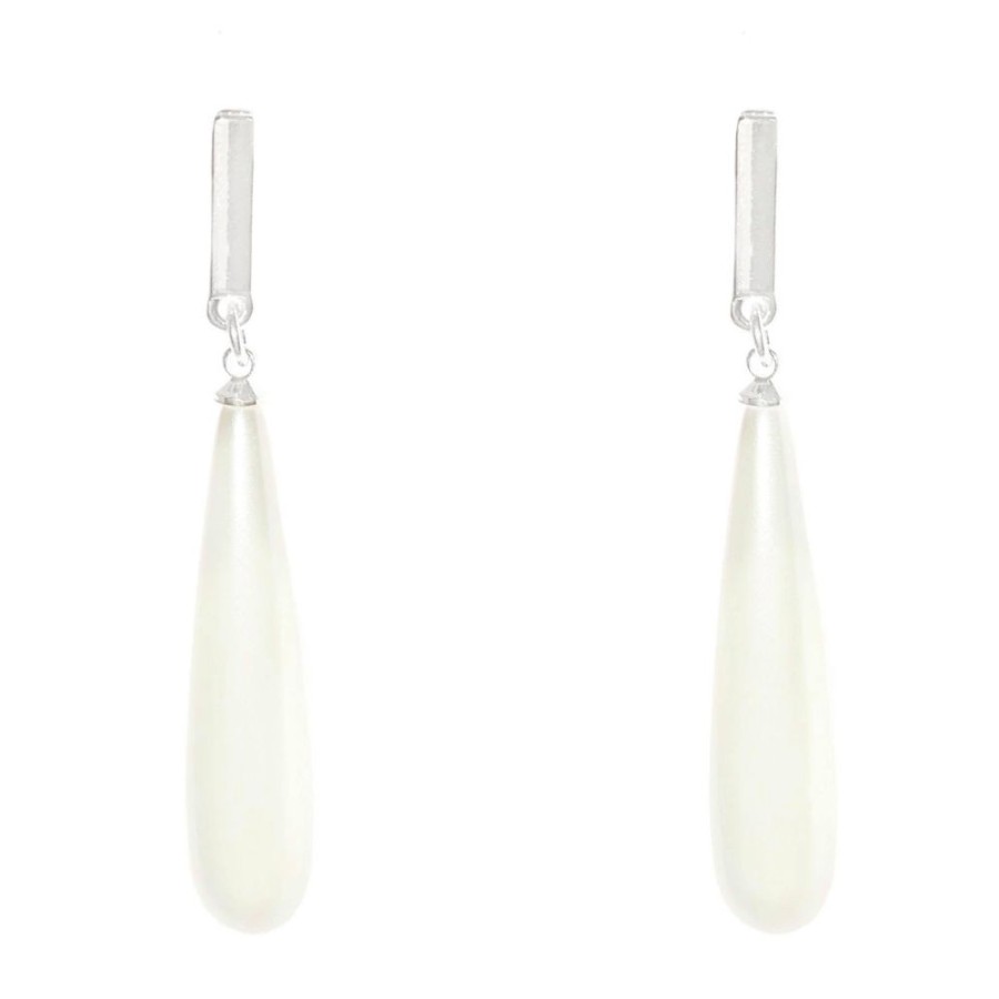 White Leaf Infinity Pearl Drop Earrings | Jewellery