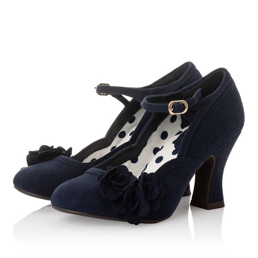 Ruby Shoo Ruby Shoo Lynn Navy Heeled Corsage Court Shoes | Shoes