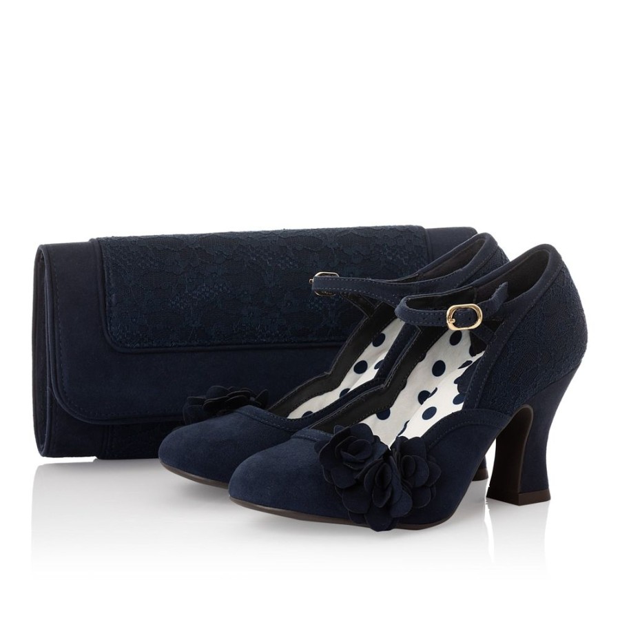 Ruby Shoo Ruby Shoo Lynn Navy Heeled Corsage Court Shoes | Shoes