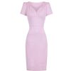 Pretty Kitty Fashion 40S Short Sleeve Wiggle Wrap Look Summer Pencil Dress | Pencil Dresses