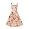 Hearts and Roses Warm Orange Sleeveless Floral Swing Tea | Rockabilly Dresses